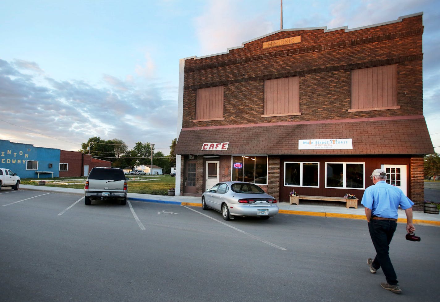 Just after 6 a.m., regular Randy Stattelman, 64, who owns and runs the local lumberyard, arrived at Inadvertent Cafe in Clinton, Minn., with coffee cup in hand.