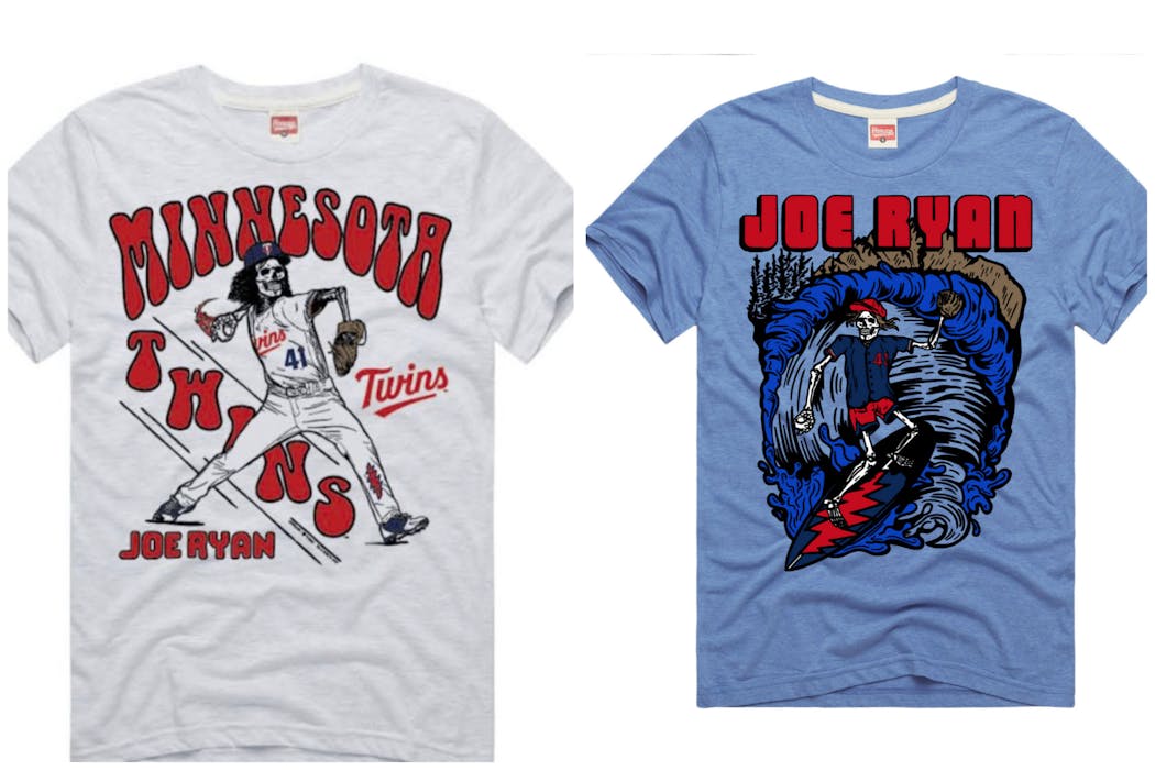 Two of the Joe Ryan/Grateful Dead t-shirts that will be on sale at Target Field.