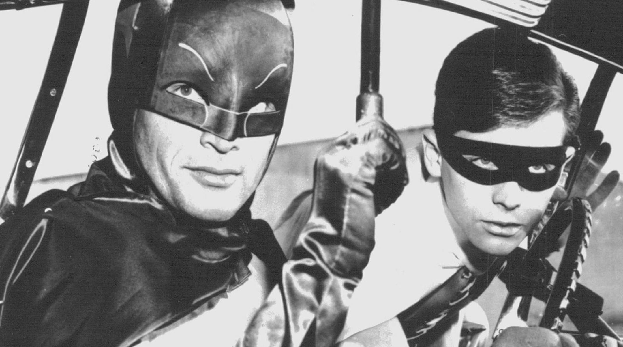 August 1989 Adam West (Batman) and Burt Ward (Robin, the Boy Wonder) rely on their wits and their Batmobile to keep the streets of Gotham City safe in "Batman," airs weekdays on The Family Channel.