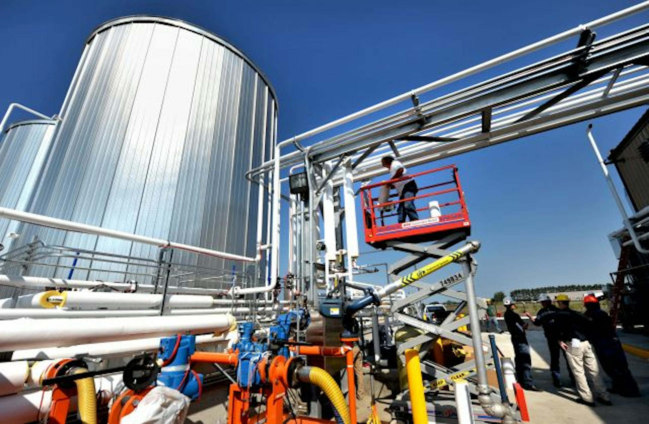 Workers at the Ever Cat Isanti plant earlier this month were putting finishing touches on the installation.