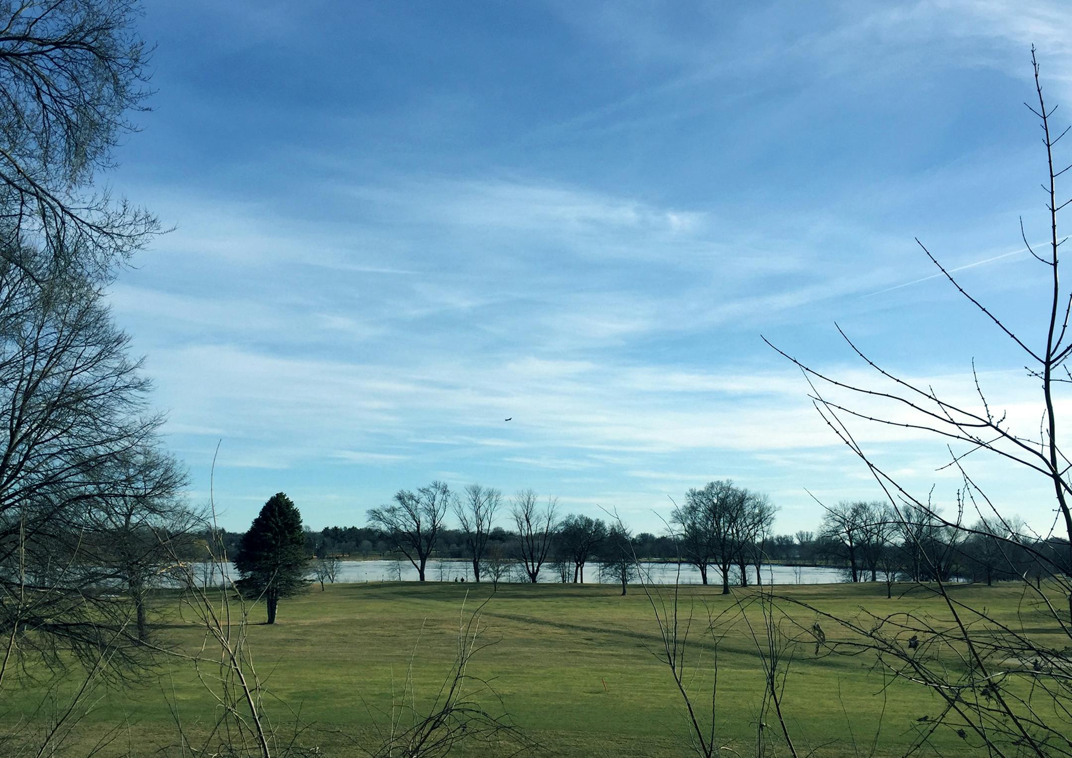 Blue skies over Lake Hiawatha in South Minneapolis make for a very un-February scene. The Twin Cities reached 58 degrees Saturday, Feb. 27, 2016, a record.