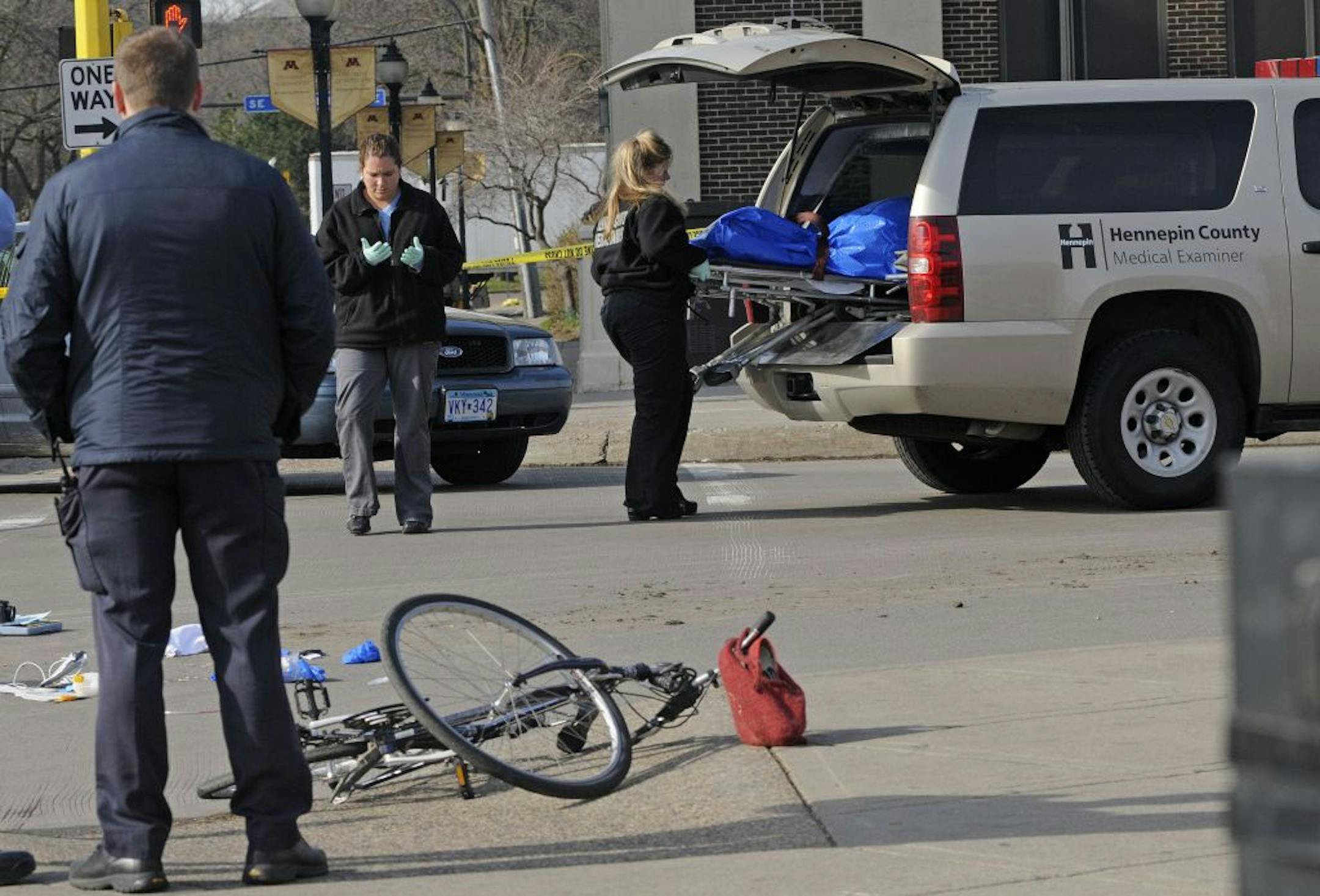Kimberly Yeong Sil Hull was heading south on 15th Avenue and entered the crosswalk spanning 4th Street SE. The truck, heading in the same direction on 15th, hit the bicyclist while turning right onto 4th.