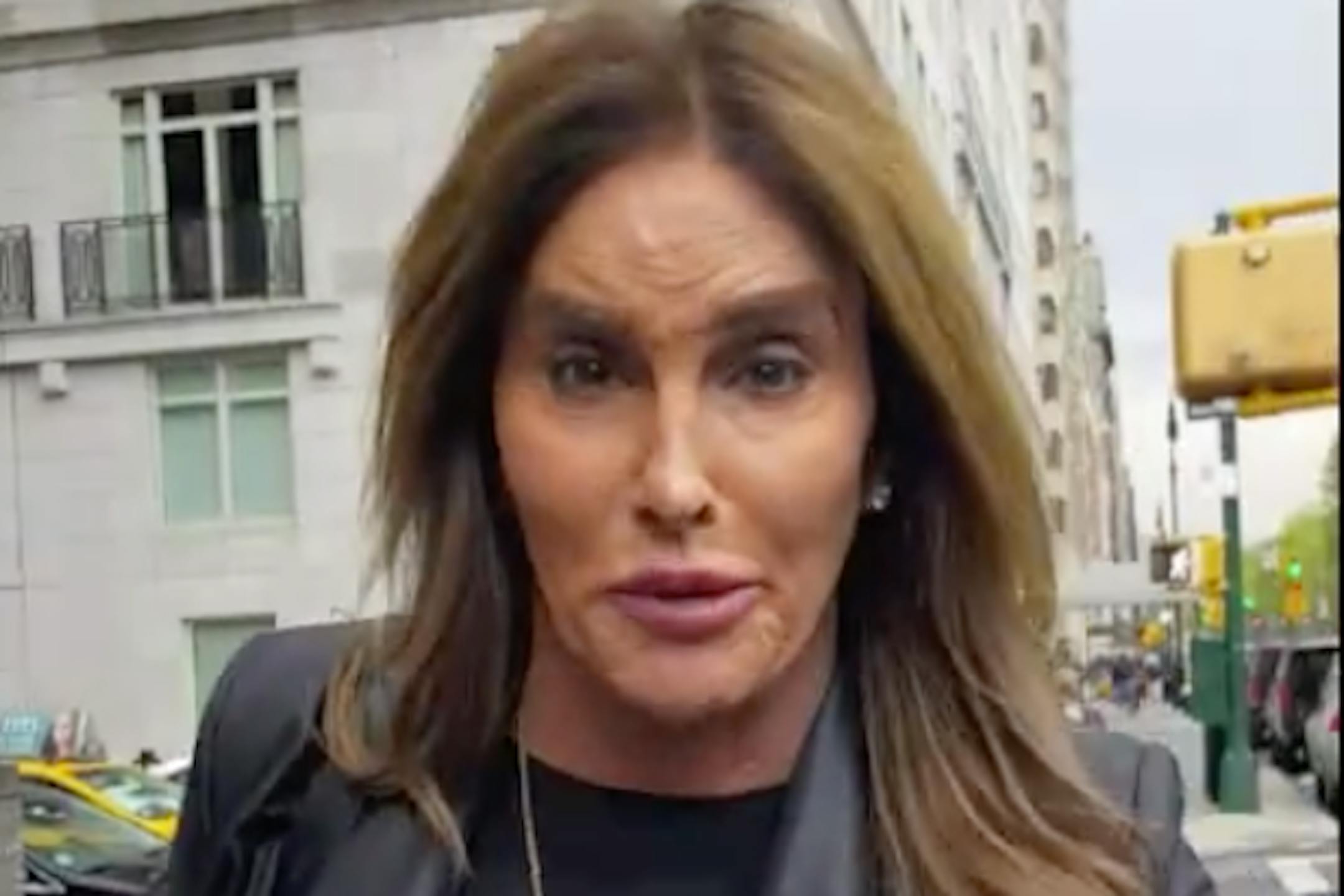 Caitlyn Jenner visited a Trump-owned building to use the women's restroom, as shown in a screen capture from her Facebook video.