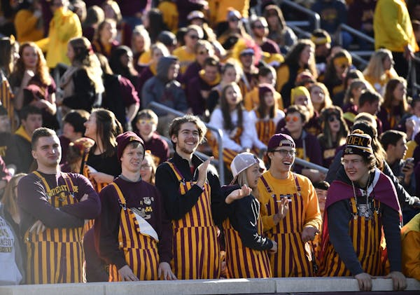 Gophers fans cheered for the team during a game last season.