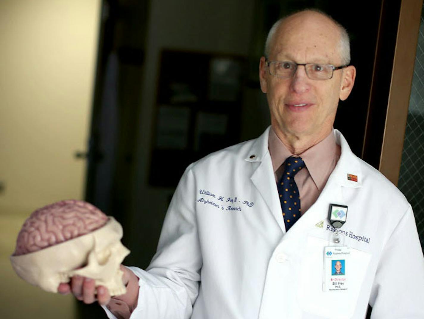 Researcher William H. Frey II in his lab at Regions Hospital in St. Paul.