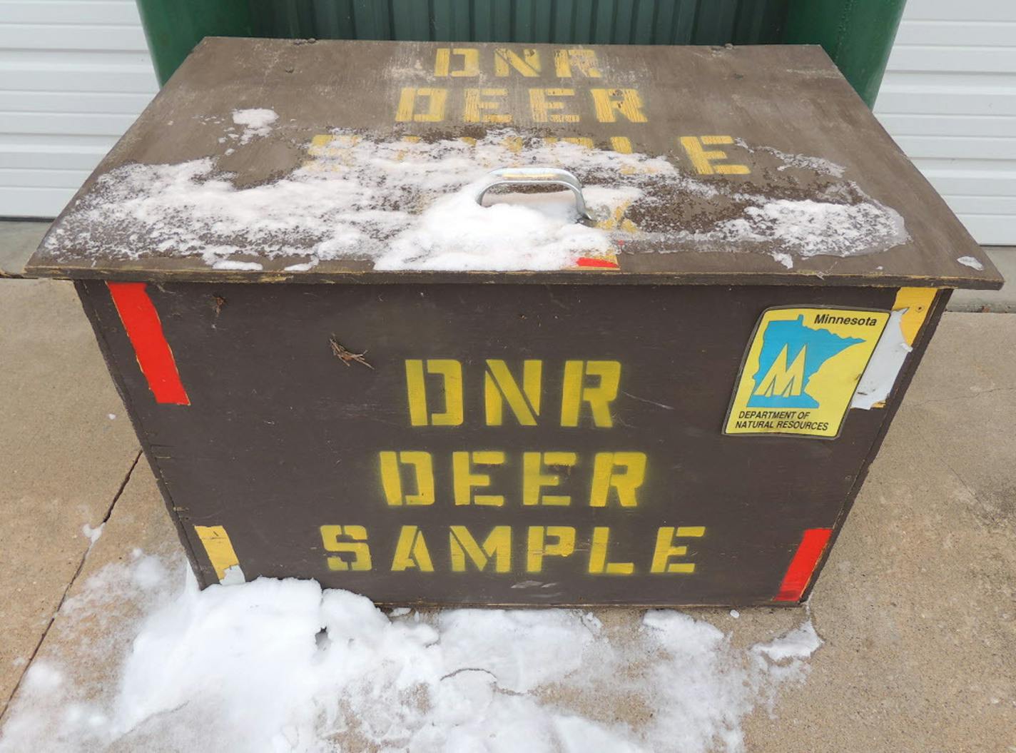 Deer head drop boxes like this one in southeastern Minnesota have become a fixture during recent deer hunts in southeastern Minnesota as the DNR tries to determine the prevalence of chronic wasting disease (CWD) in a zone where CWD has been detected in wild whitetails. Biologists fear CWD in captive deer will spread to the wild in places like Crow Wing County. The most recent case is in Winona County, where 100 percent of the deer at a farm southeast of Winona recently were discovered to be infe