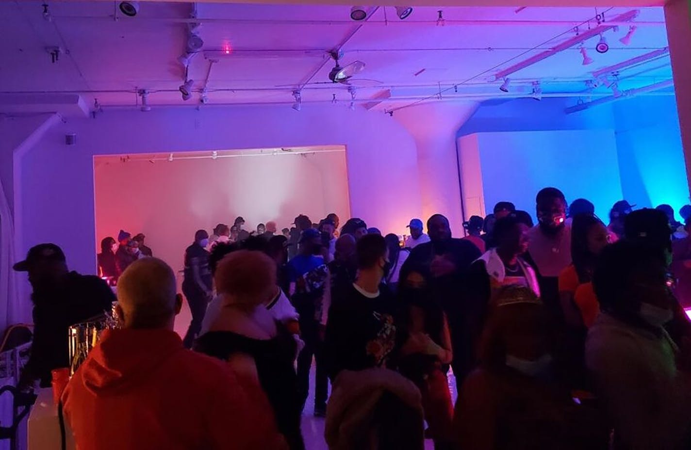 In an undated image provided by the New York City Sheriff's Office, a crowded party at a venue on West 26th Street in Manhattan. Parties in Manhattan and Brooklyn were closed down for violating pandemic rules.