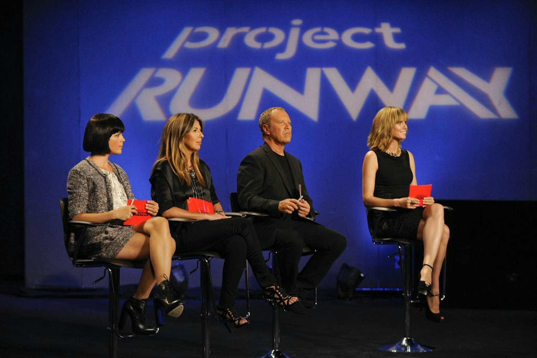 Project Runway judges: Guest Selma Blair, Nina Garcia, Michael Kors and Heidi Klum.