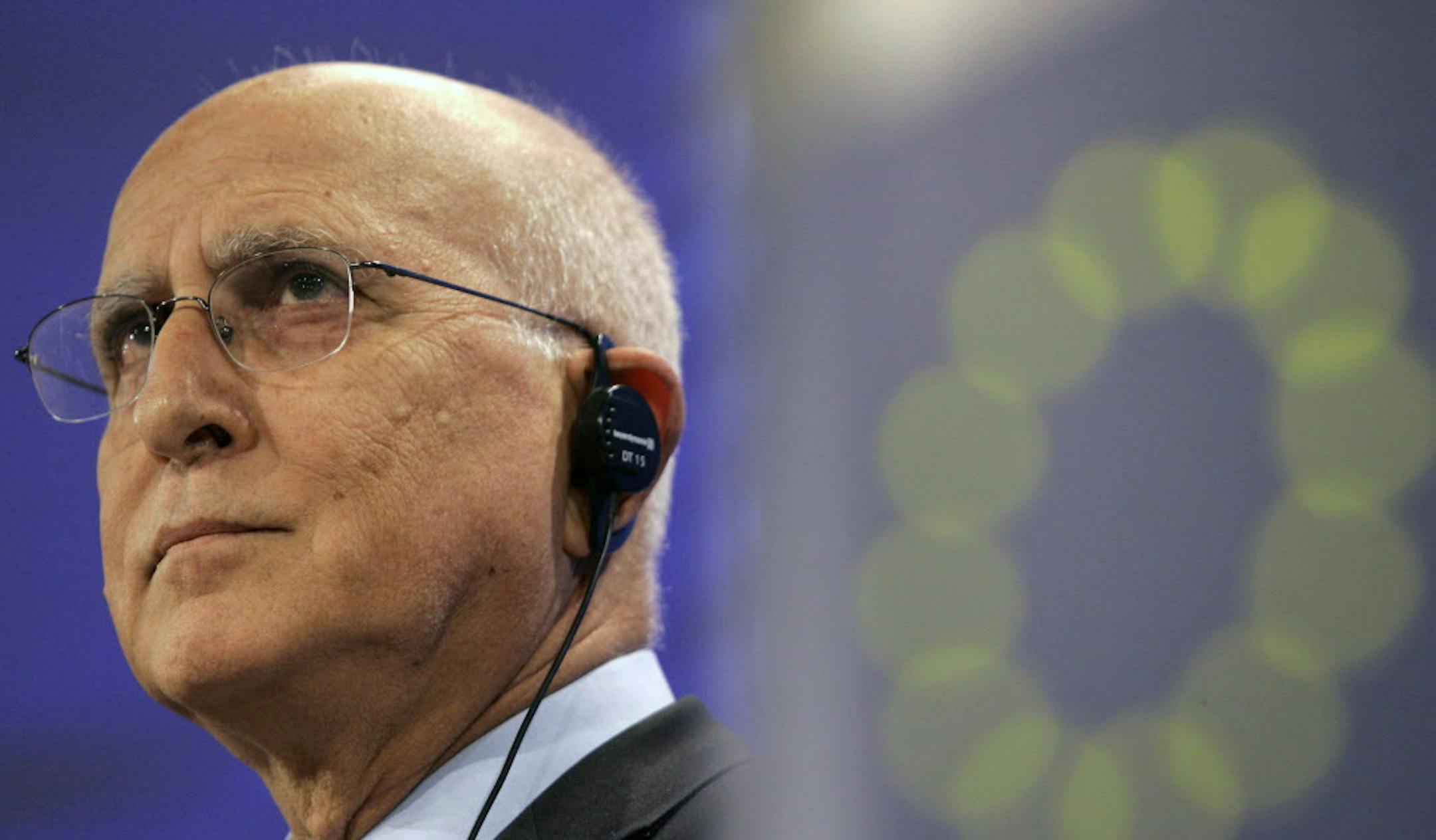 FILE - In this file photo taken on Tuesday, Sept. 8, 2009 shows EU Commissioner for the Environment Stavros Dimas addresses the media on improving the Gross Domestic Product at the European Commission headquarters in Brussels. In a televised address on Tuesday, Dec. 9, 2014 Prime Minister Antonis Samaras nominated Stavros Dimas, a senior figure in his conservative party and former EU commissioner for the environment, as the governmentís presidential candidate. Greek shares dived a day after