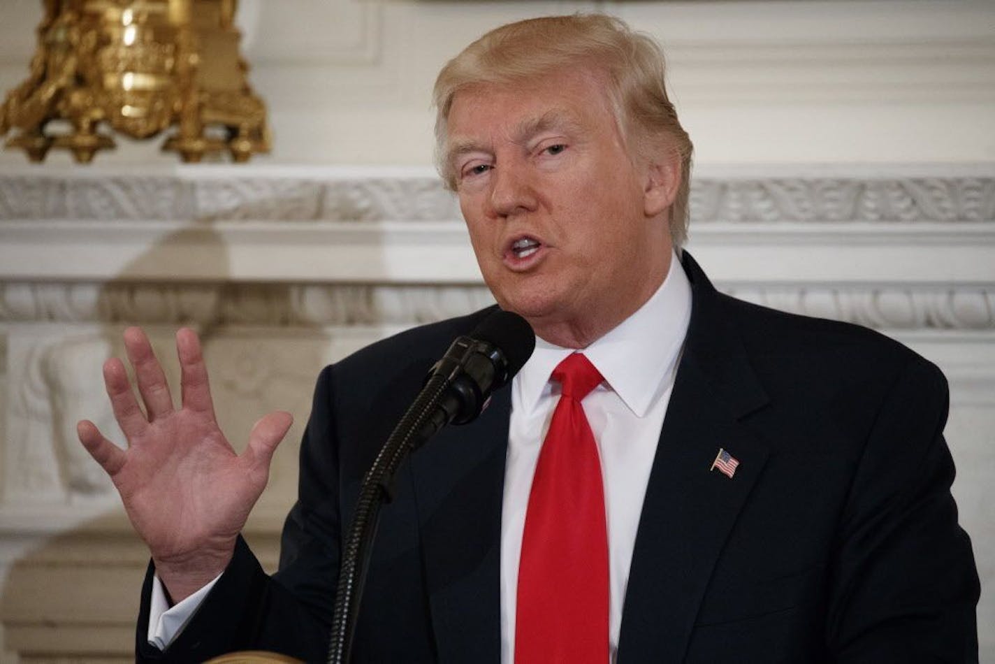 President Donald Trump speaks to a meeting of the National Governors Association, Monday, Feb. 27, 2017, at the White House in Washington.