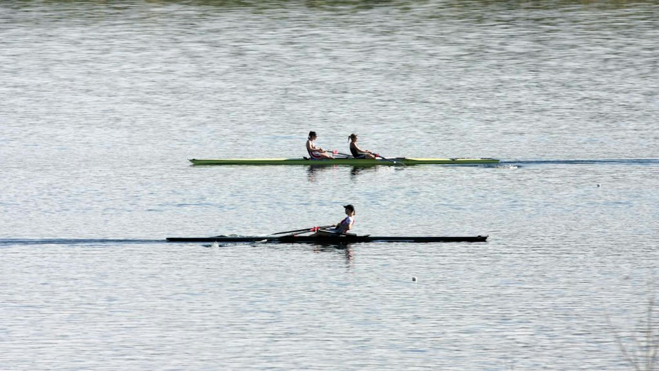 Rowers train at the U.S. Olympic Training Center in Chula Vista, California, which concentrates on outdoor sports, including track and field, soccer, cycling and kayaking.