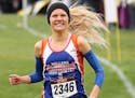 Senior Emily Covert of Minneapolis Washburn crossed the finish line of the 2018 Roy Griak Invitational with a time of 17:28. Second place went to soph