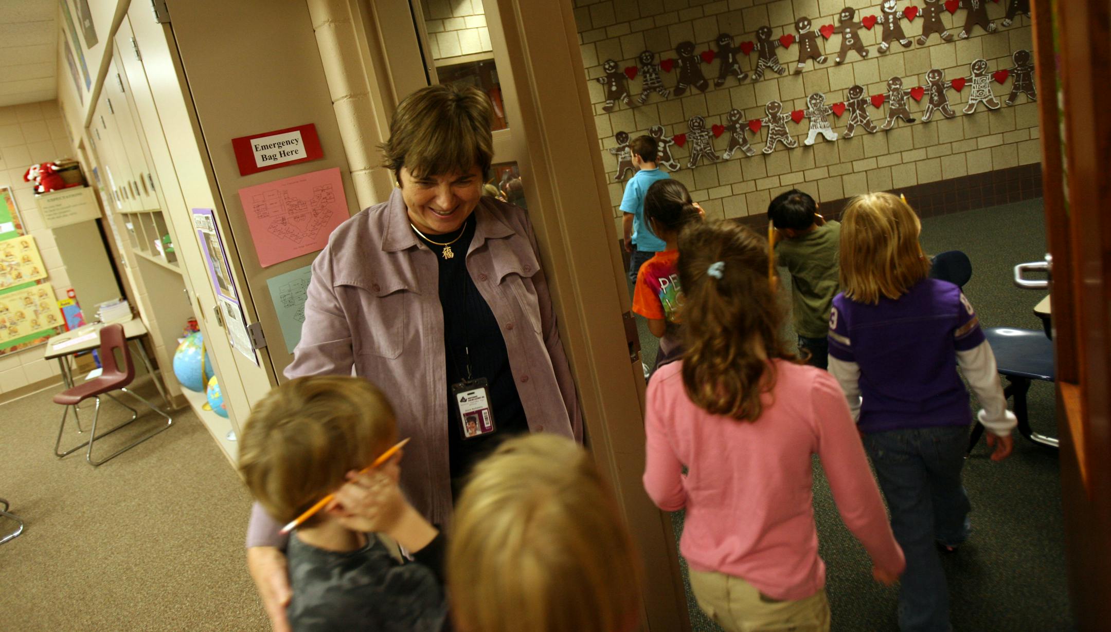 Teacher Elaine Barthelemy said goodbye to Mrs. Samsky's first grade class after giving them a few questionsto answer. �The Rosemount-Apple Valley-Eagan school district is running a new program in all its elementary schools this fall that aims to find gifted students who wouldn�t necessarily be identified as gifted by traditional measures.