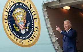 President Joe Biden arrives at Los Angeles International Airport, Tuesday, Feb. 20, 2024, in Los Angeles.