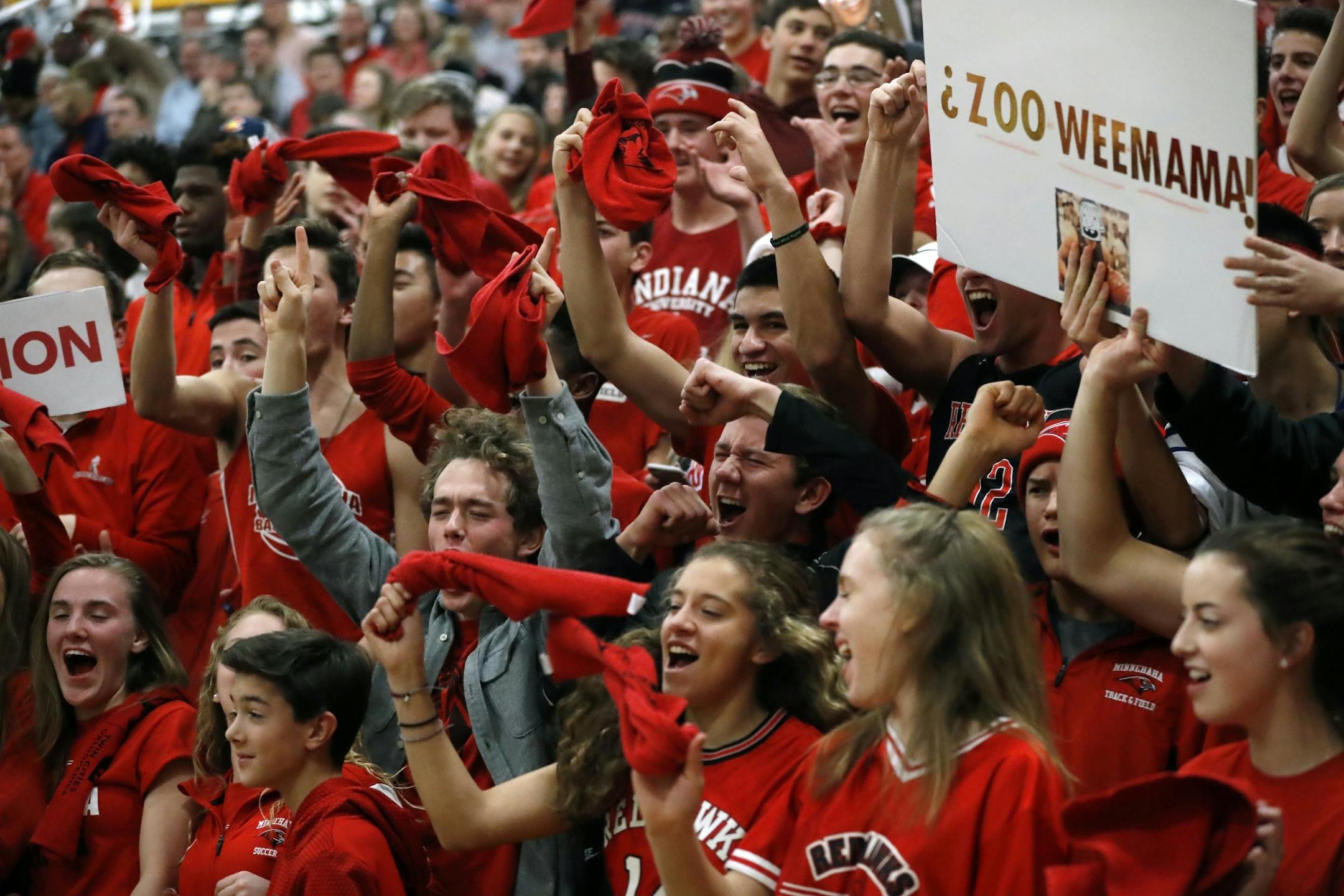 Minnehaha students get hyped up during the game.