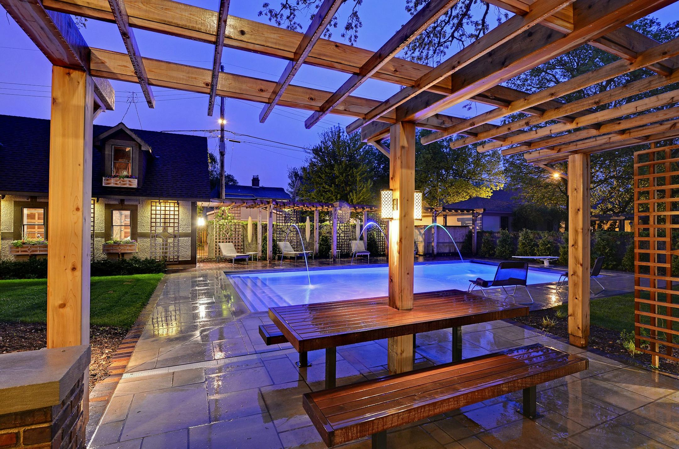 Homegazing: Lake Calhoun Tudor for sale -backyard pool. Credit Spacecrafting.