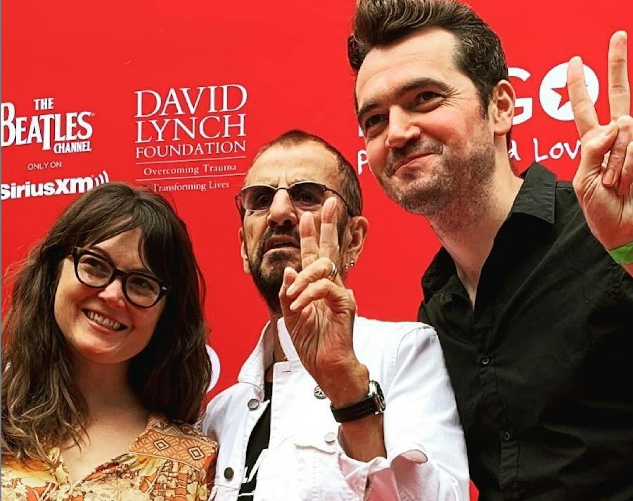 Ben Kyle of Romantica, right, with Sara Watkins and the Beatles' second drummer.