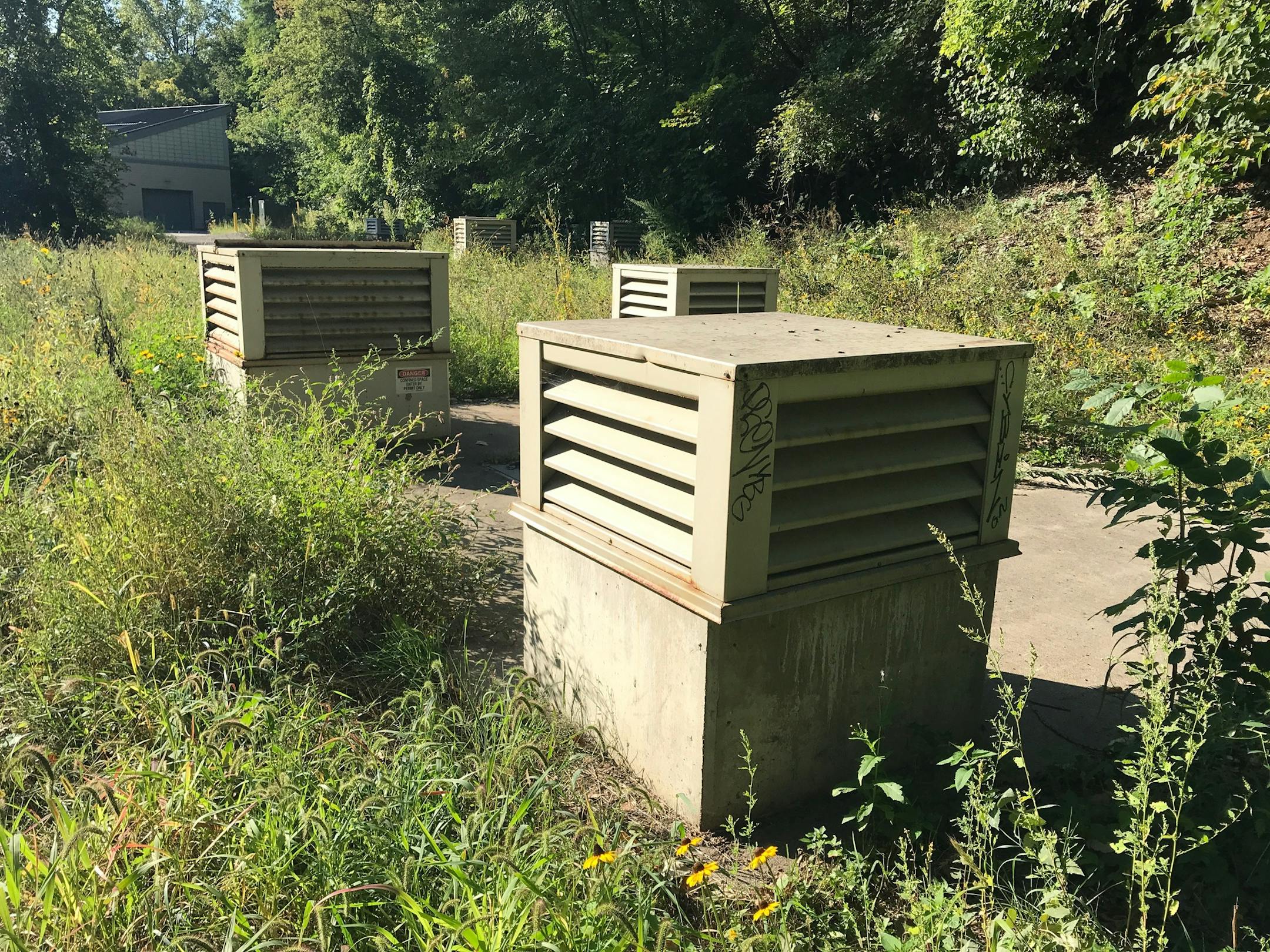 The Met Council's odor control facility near the Mississippi River at Lake Street.