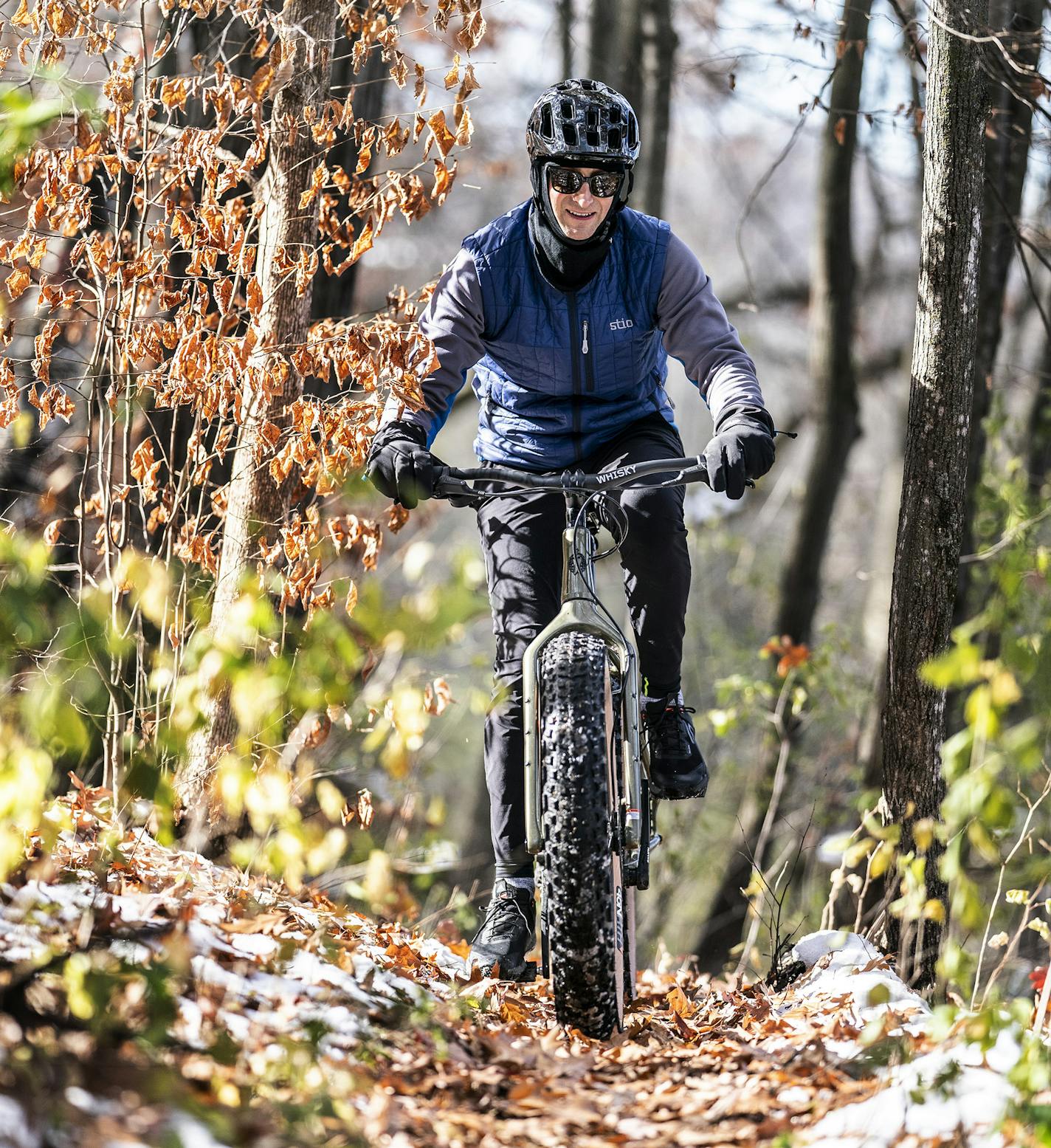 Brett Purcell rode his bike on the trails in North Oaks . ] Jerry Holt •Jerry.Holt@startribune.com Want to try to get out and enjoy winter sports (because, really, there's not much else to do)? Better get on it now. Just a backyard pools and bouncy houses were out of stock this summer, ice skates, skis and sleds may be hard to find this winter. Brett Purcell rode his bike on the trails Wednesday October 28, 2020 in North Oaks , MN.