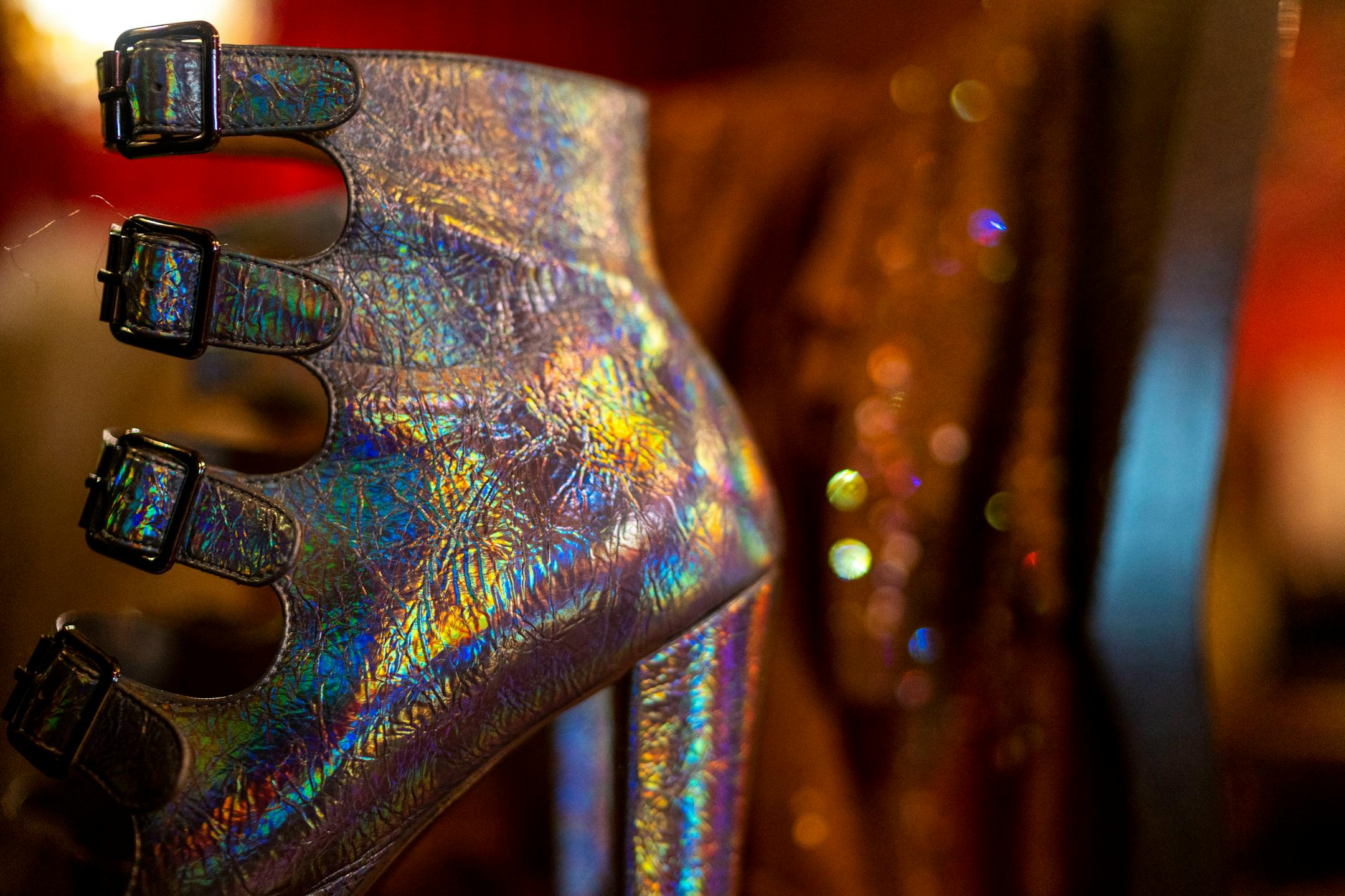 The shoe of Sasha Cassadine she'll wear while performing at a weekly drag show hosted by Flip Phone Events At Crave on Sunday, June 20, 2021, in Minneapolis. ] ANTRANIK TAVITIAN • anto.tavitian@startribune.com
