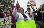 Protesters demonstrate outside the Capitol in Washington as the House voted on a bill repealing and replacing major parts of the Affordable Care Act, 