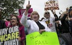 Protesters demonstrate outside the Capitol in Washington as the House voted on a bill repealing and replacing major parts of the Affordable Care Act, 
