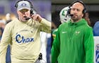 Chanhassen coach Cullen Nelson, left, and Edina coach Jason Potts went for the win in their respective Prep Bowl title games.
