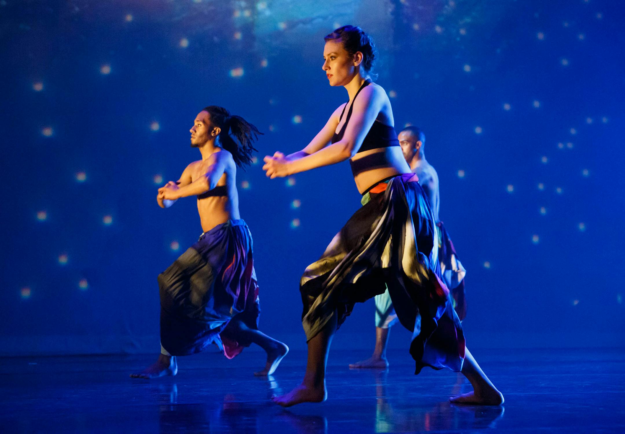 credit: Bill Cameron Davente Gilreath, Gemma Isaacson & Kasono Mwanza in "SenZalma" by Contempo Physical Dance at the Cowles Center.