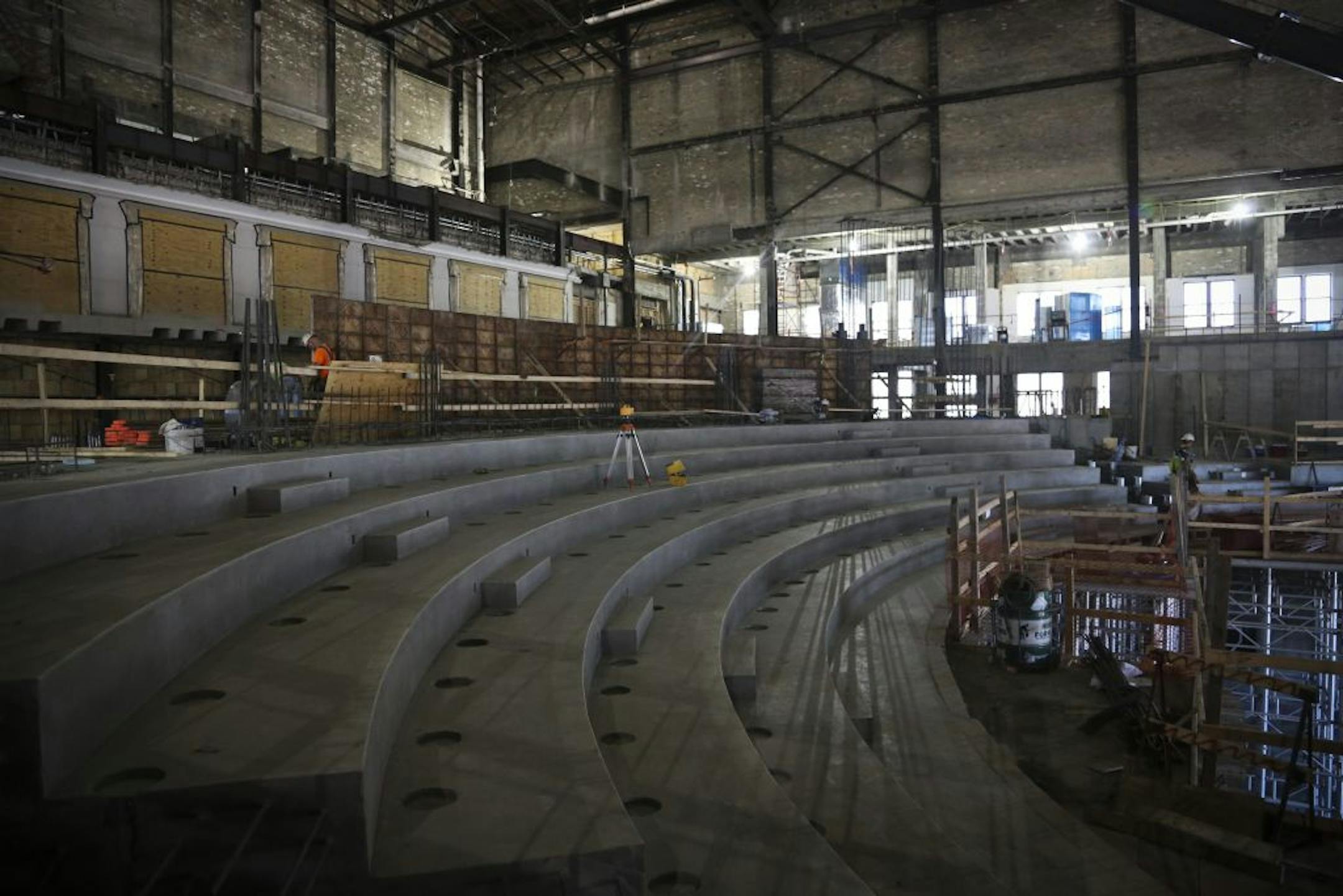 Concrete for the first of three balconies has been poured in the $100 million renovation of Northrop Auditorium.