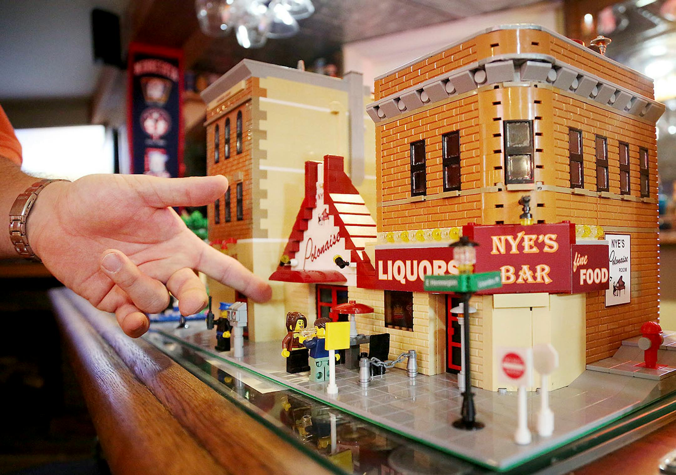 A detail from Jeff Esler's Lego model of Nye's.