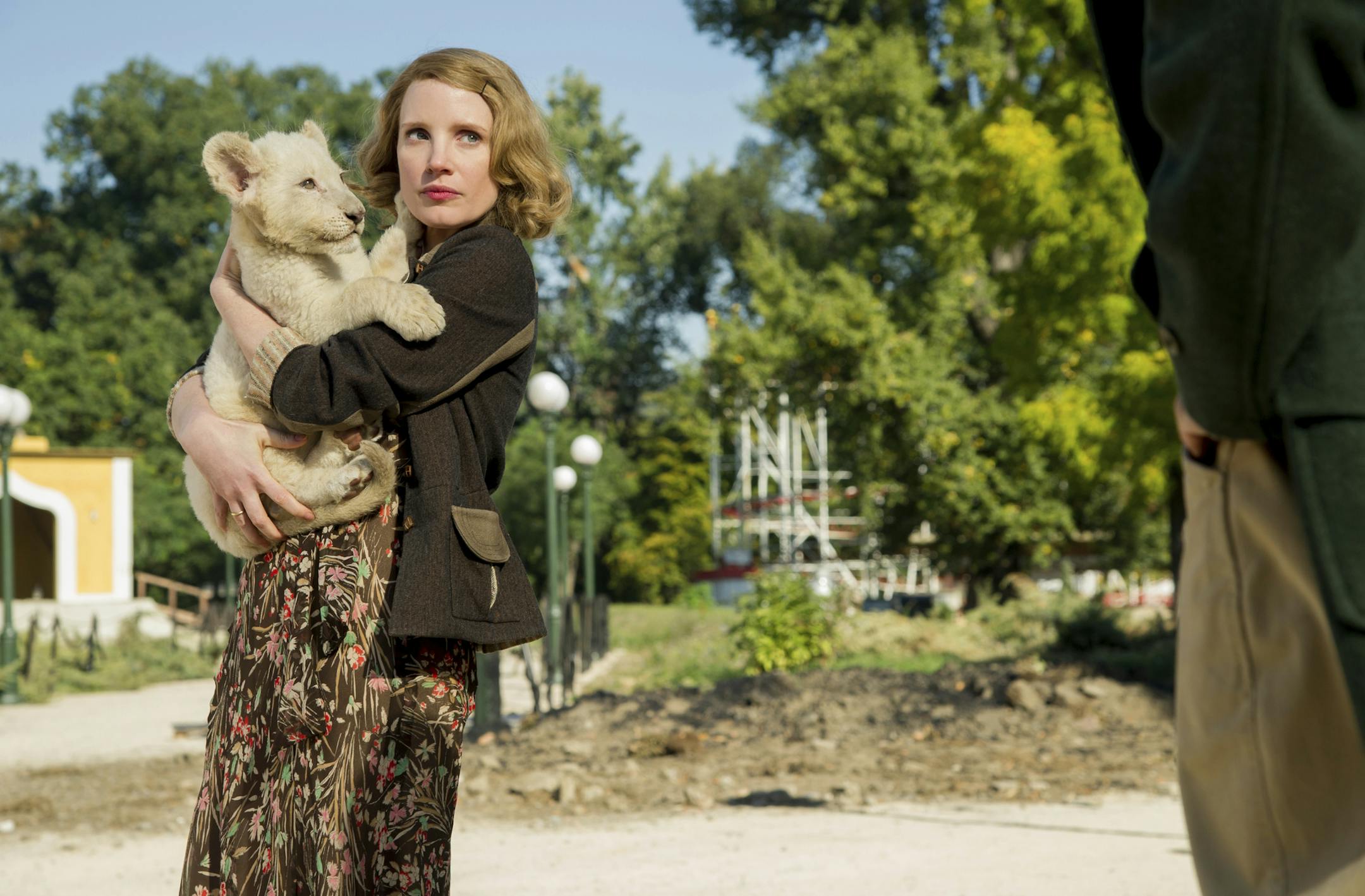 This image released by Focus Features shows Jessica Chastain in a scene from "The Zookeeper's Wife." (Anne Marie Fox/Focus Features via AP)