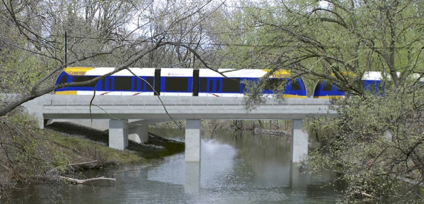 Rendering provided by Met Council
A rendering of the Southwest Light Rail train passing through the Kenilworth Lagoon. ORG XMIT: MIN1607201316000459