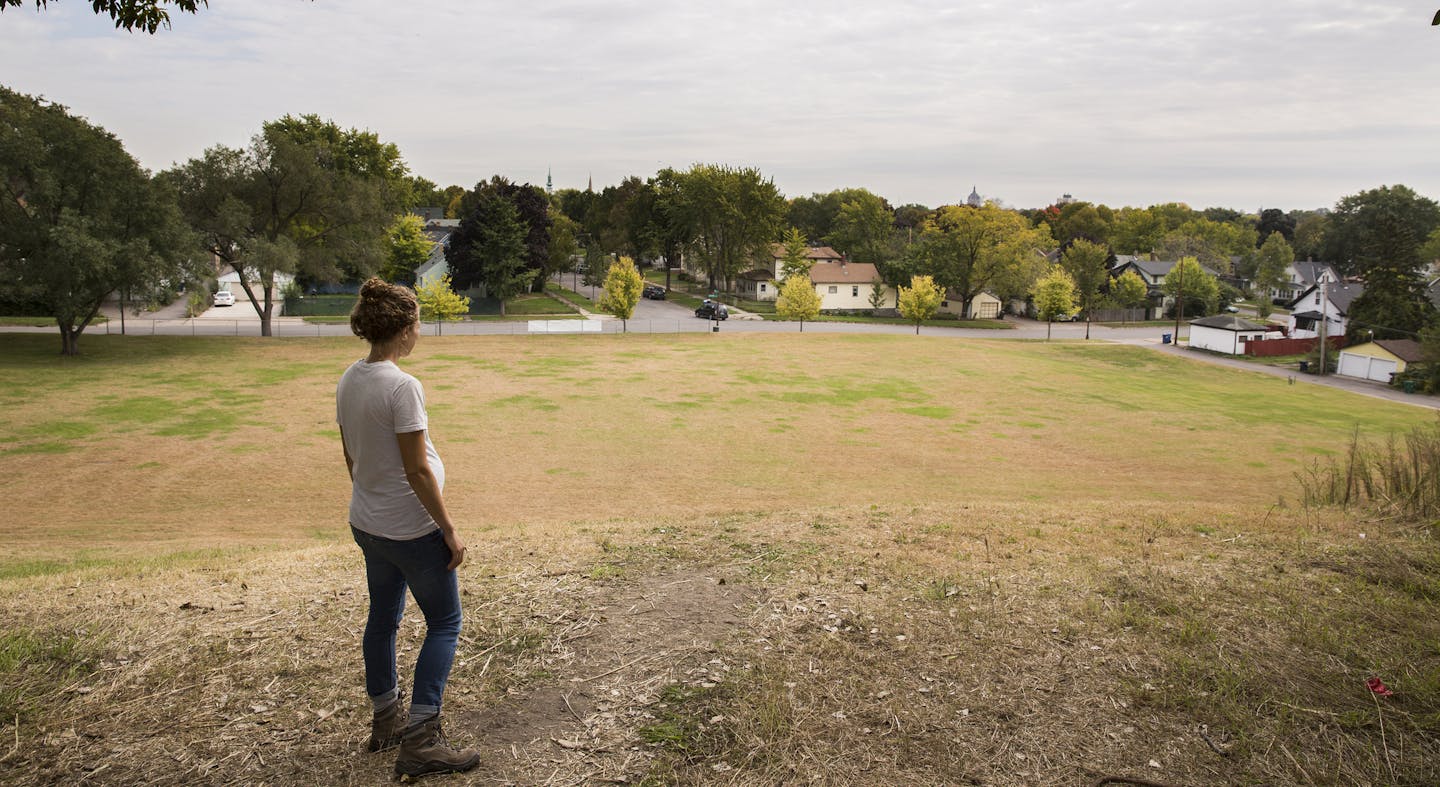 Eartha Bell, the executive director of Frogtown Farm and Park, looks over the park property in St. Paul onTuesday, October 6, 2015. ] LEILA NAVIDI leila.navidi@startribune.com /