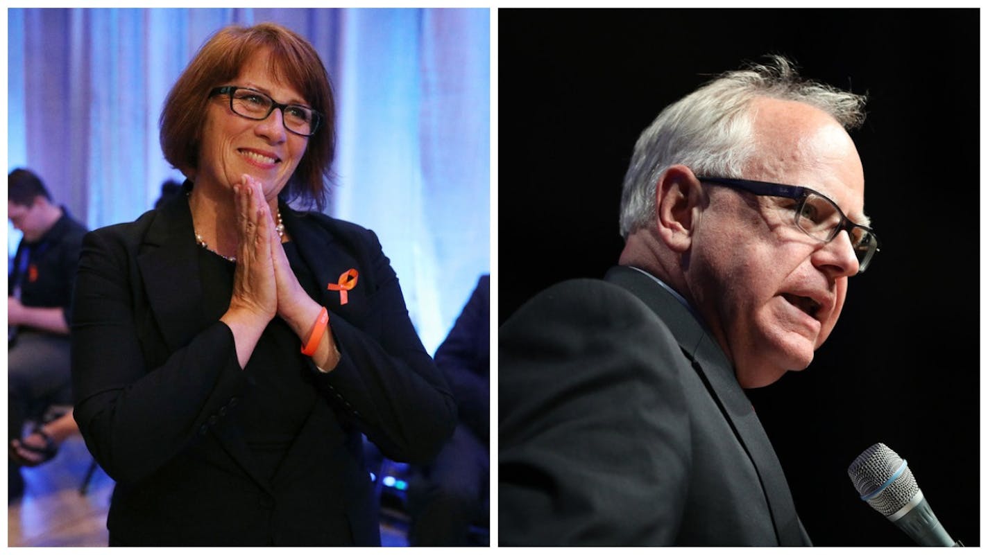 DFL candidates for governor Erin Murphy and Tim Walz have lined up behind single-payer health care.