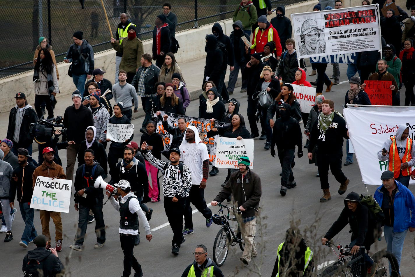 Marchers made their way past Target Field on their way from North Minneapolis to downtown.