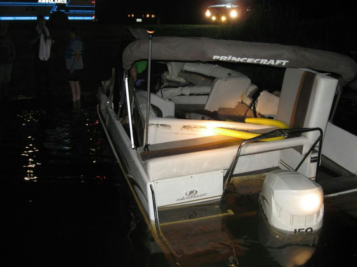 This boat was involved in a crash with another boat on the Chippewa River in Wisconsin. Four people died.