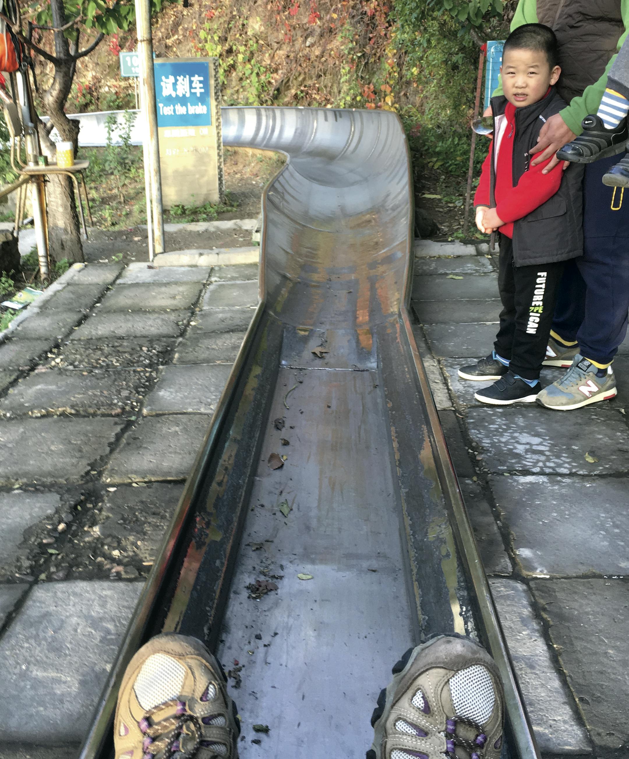 The Mutianyu section of the Great Wall of China holds a slick surprise: an alpine slide.