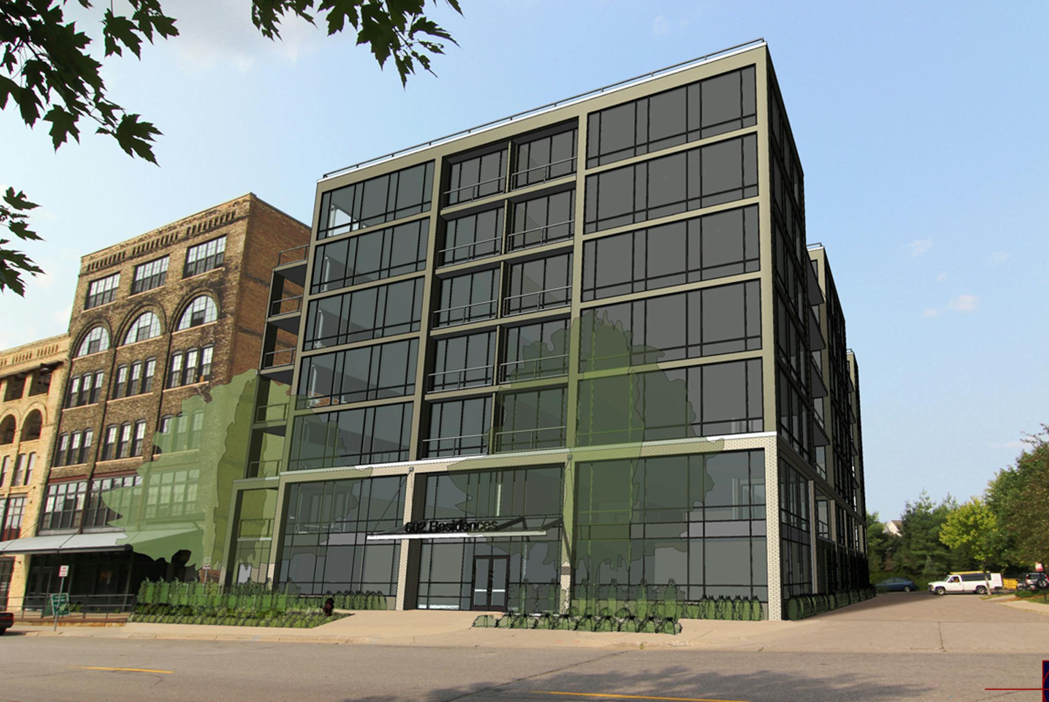 602 Project - a new condo bldg by devlopers Curt Gunsbury and Robb Miller on North 1st Street. Renderings by Tushie Montgomery Architects