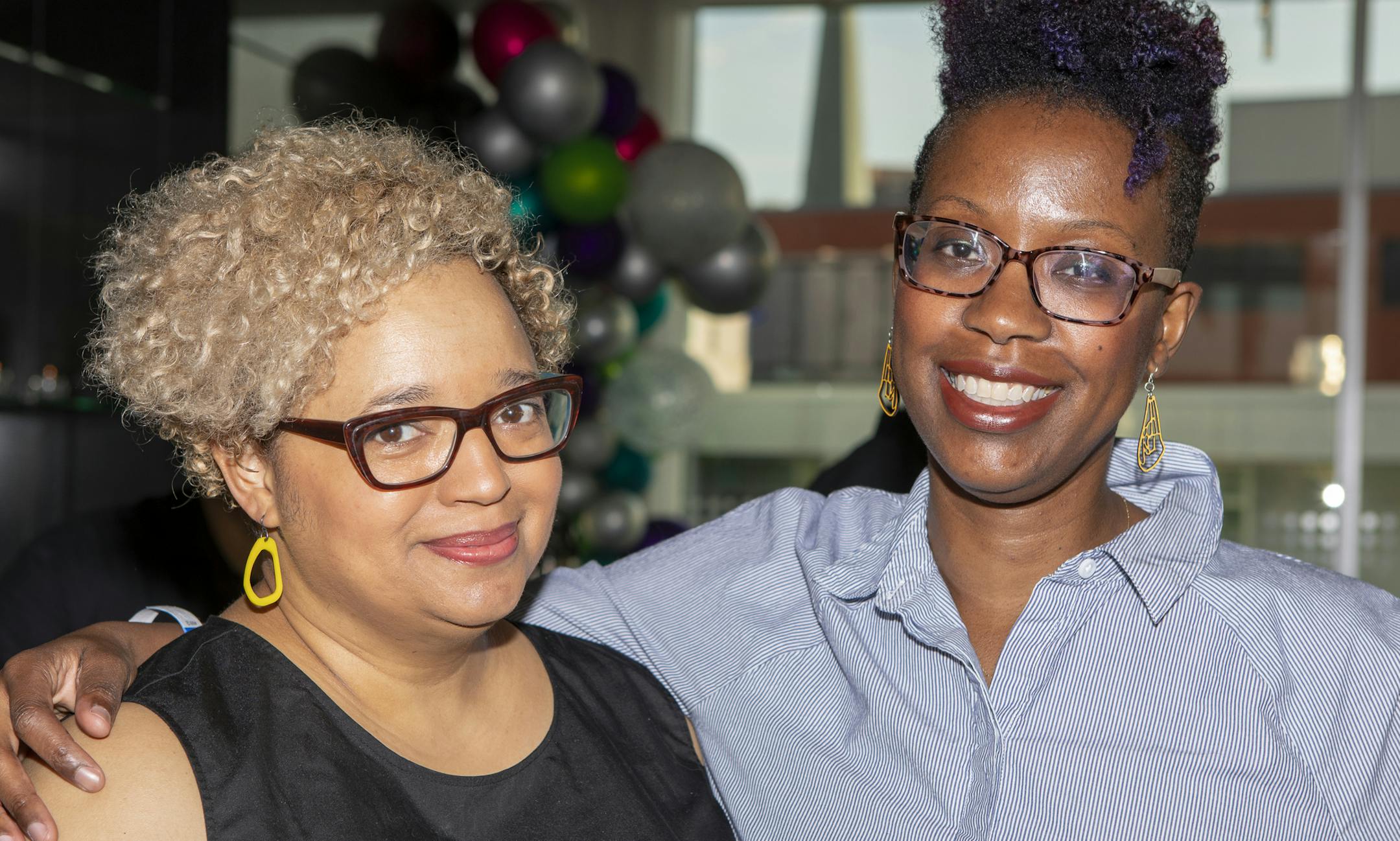 Tana Hargest and Valerie Deus at Art on the Rooftop: a Party to Benefit Northern Spark. [ Special to Star Tribune, photo by Matt Blewett, Matte B Photography, matt@mattebphoto.com, Le Meridian Hotel, Art on the Rooftop: a Party to Benefit Northern Spark, Minneapolis, 1006268718 FACE070118