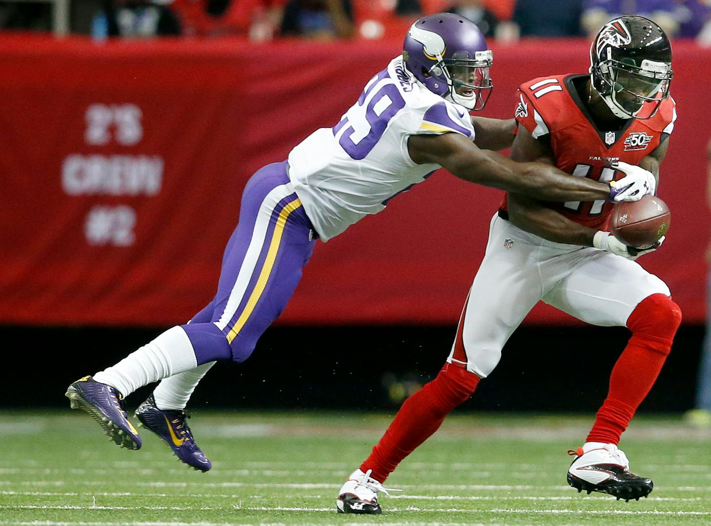 The Vikings' Xavier Rhodes on shadowing top threats, like Atlanta's Jumio Jones: "That's just my job."