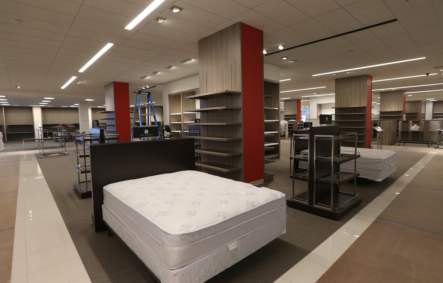 Shelves in the new first floor home department await merchandise at Macy's in Ridegedale. Macy's is preparing to exit the Men's + Home 1996 addition as its new expansion nears completion. Nordstrom will then build its new store in the old footprint. Photographed on 2/26/14. Bruce Bisping/Star Tribune bbisping@startribune.com