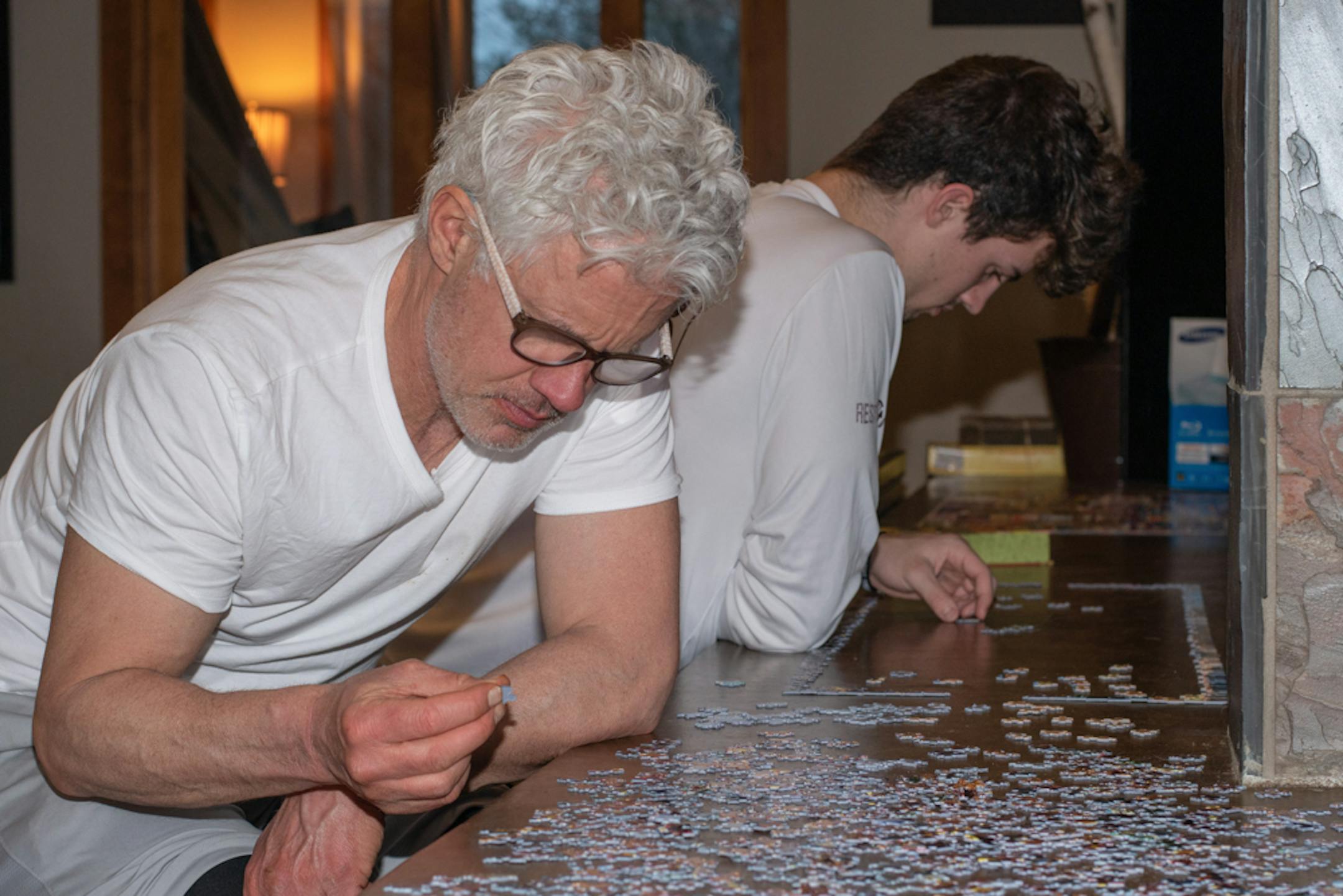 The Buck family of Independence has joined several thousand puzzle pieces while staying at home together.