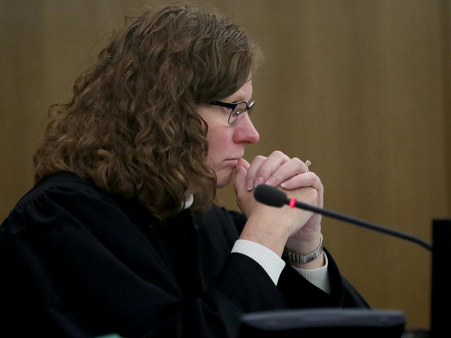 Judge Kerry W. Meyer listened to an attorney of a defendant during a sentencing hearing.