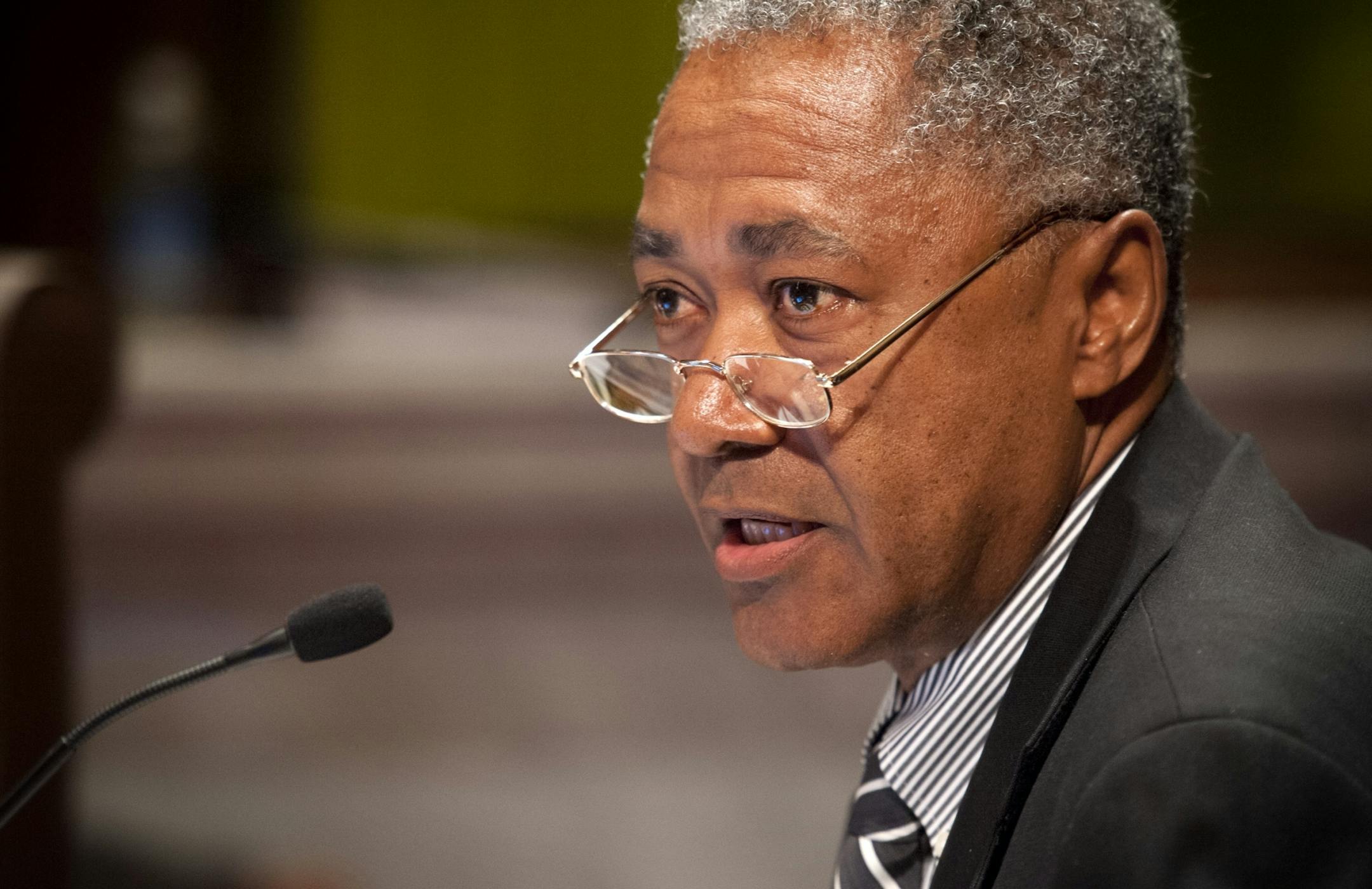 Pro stadium council member Don Samuels spoke about the stadium Thursday, May 24, 2012.