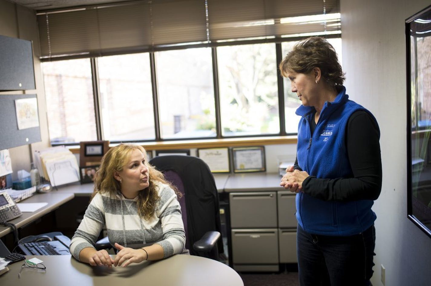 Melissa Anderson, senior human resources business partner at Deli Express, spoke to Kim Larish, vice president of human resources, in Anderson's office in mid-October.