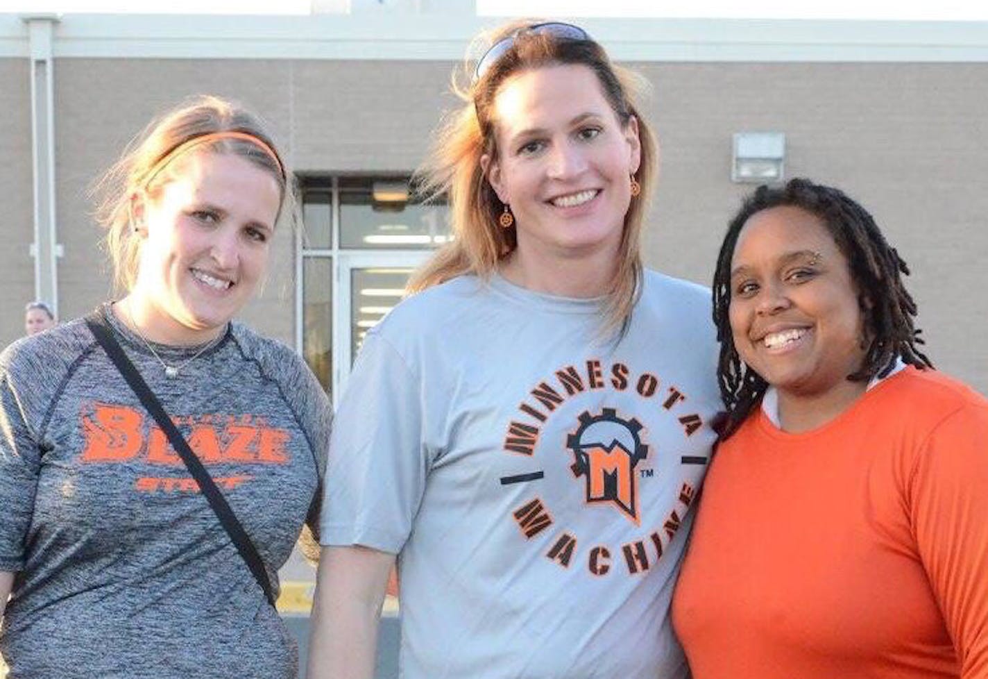 Christina Ginther, center, with Jennifer Justice, left, and Stormy-Kito Justice, right, from the Madison Blaze. In fact a lot of players from the Blaze spoke out on social media against my being excluded from the Vixen. They were very supportive of me when everything went down with the Vixen.