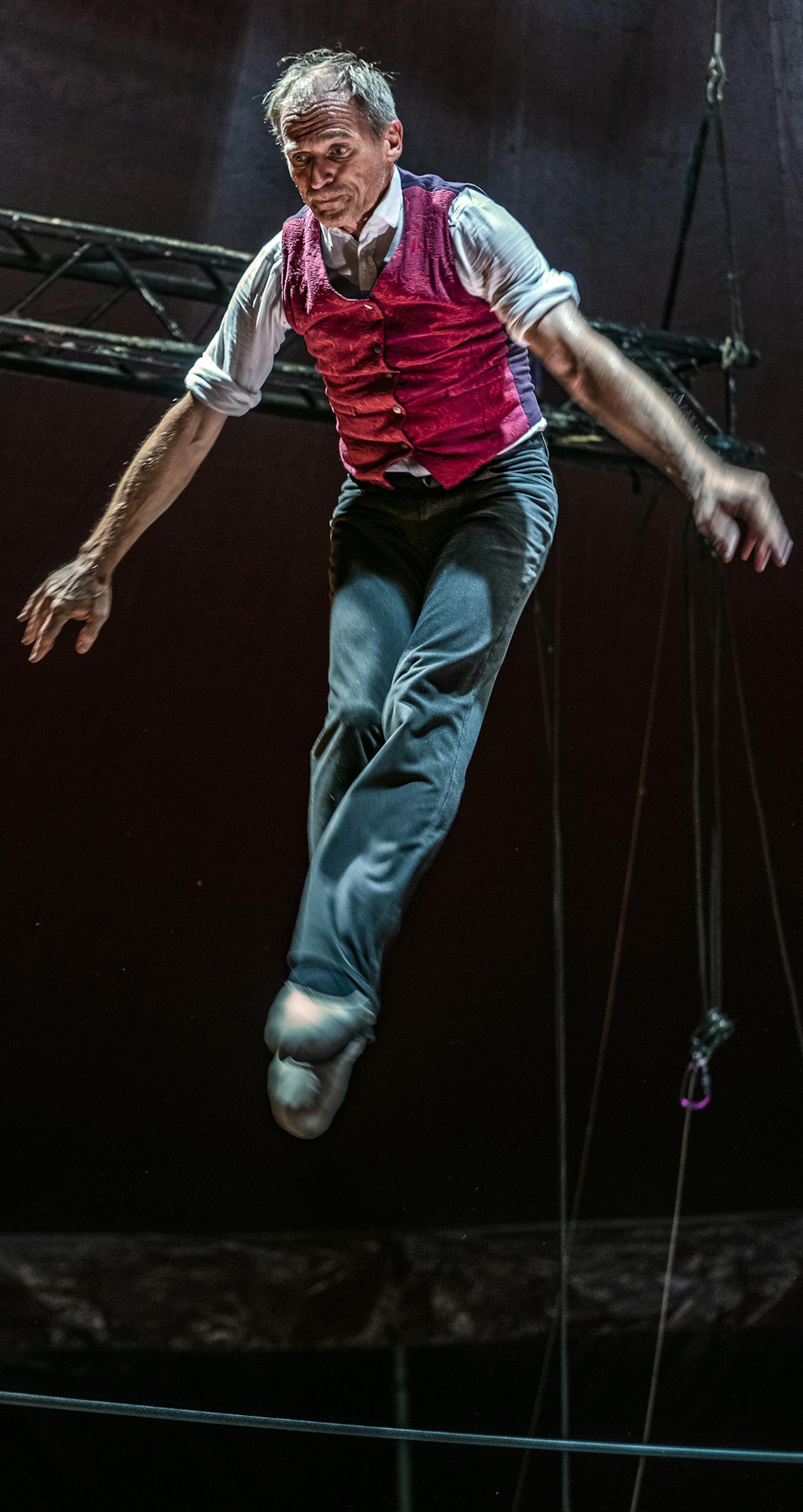 David Dimitri brings his one-man circus, L'homme Cirque, to the Circus Juventas campus. It will include being launched from a cannon, high-wire flips, and a no-net high-wire walk 150 feet above the ground..] RICHARD TSONG-TAATARII • richard.tsong-taatarii@startribune.com