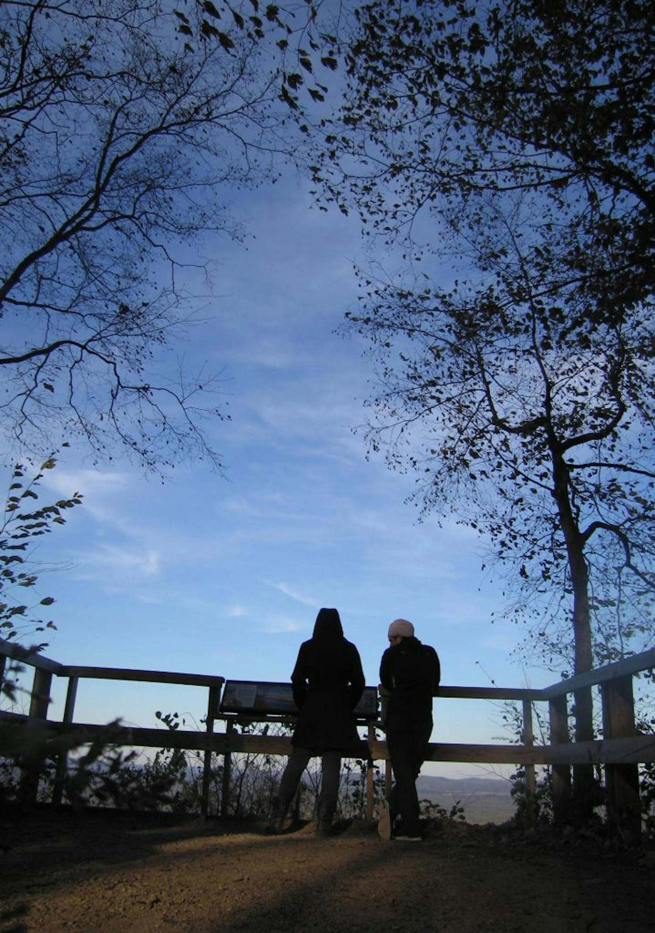 Heidi Ehalt of Minneapolis and Mike Benno of Portland, Oregon, take in a view of the Mississippi River from an overlook at Great River Bluffs State Park, southeast of Winona.