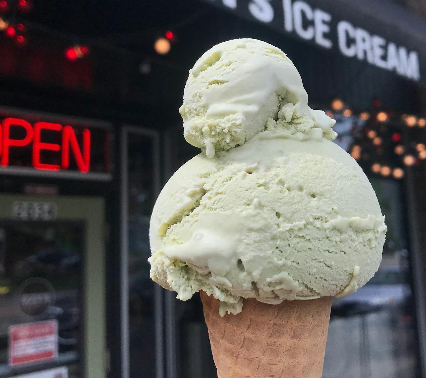 Green tea ice cream at Izzy's