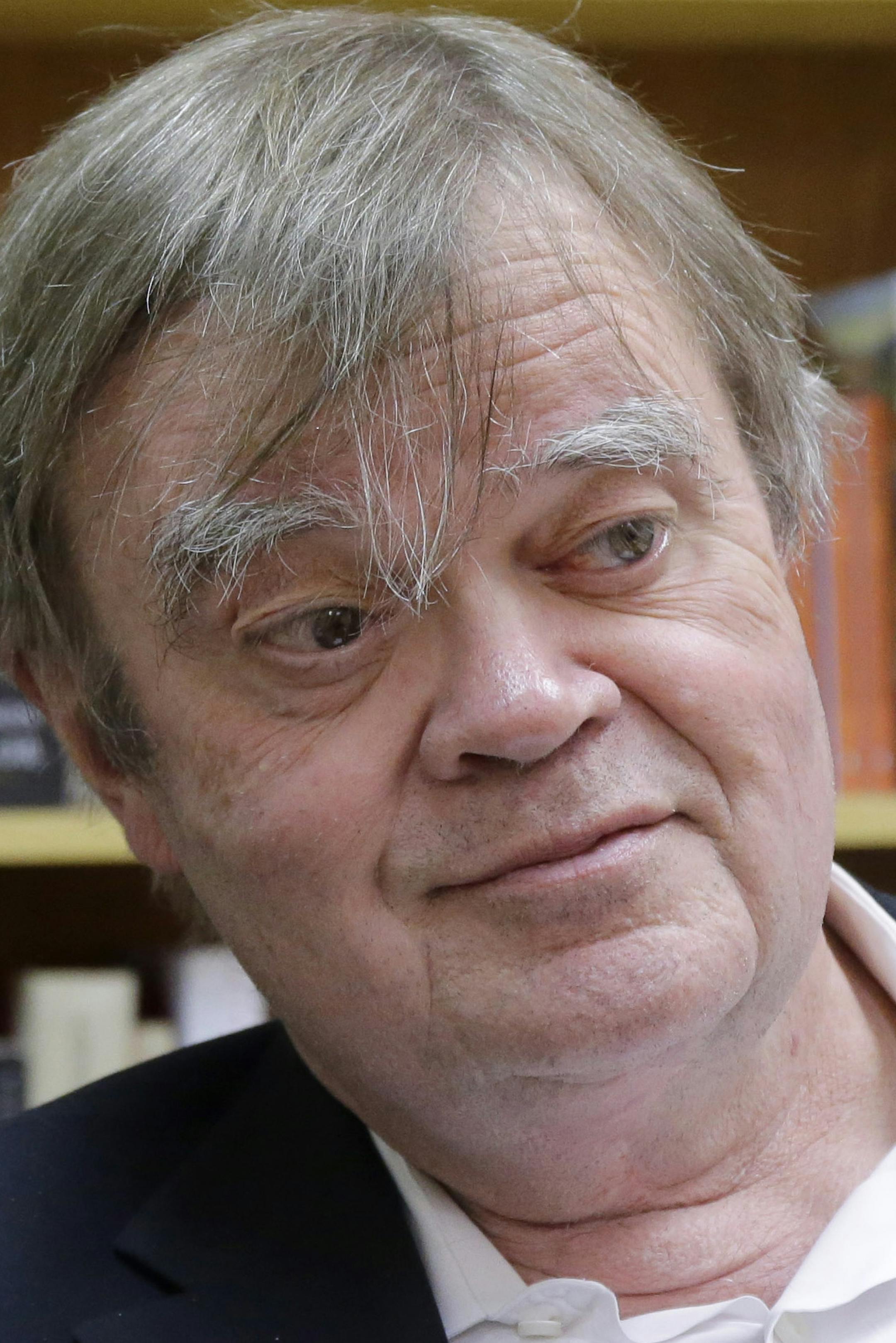 This April 29, 2014 photo shows Garrison Keillor during an interview in his office in St. Paul, Minn. Keillor turns 72 in August, but the creator and host of "A Prairie Home Companion" isn't retiring any time soon. (AP Photo/Ann Heisenfelt)